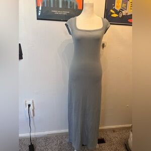 Reformation Ribbed Knit Maxi Dress Light Blue Medium